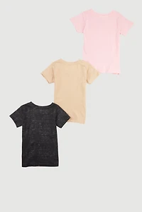 Girls Trendy Glitter Butterfly Graphic Tees 3 Pack, Multi, Size 5-6