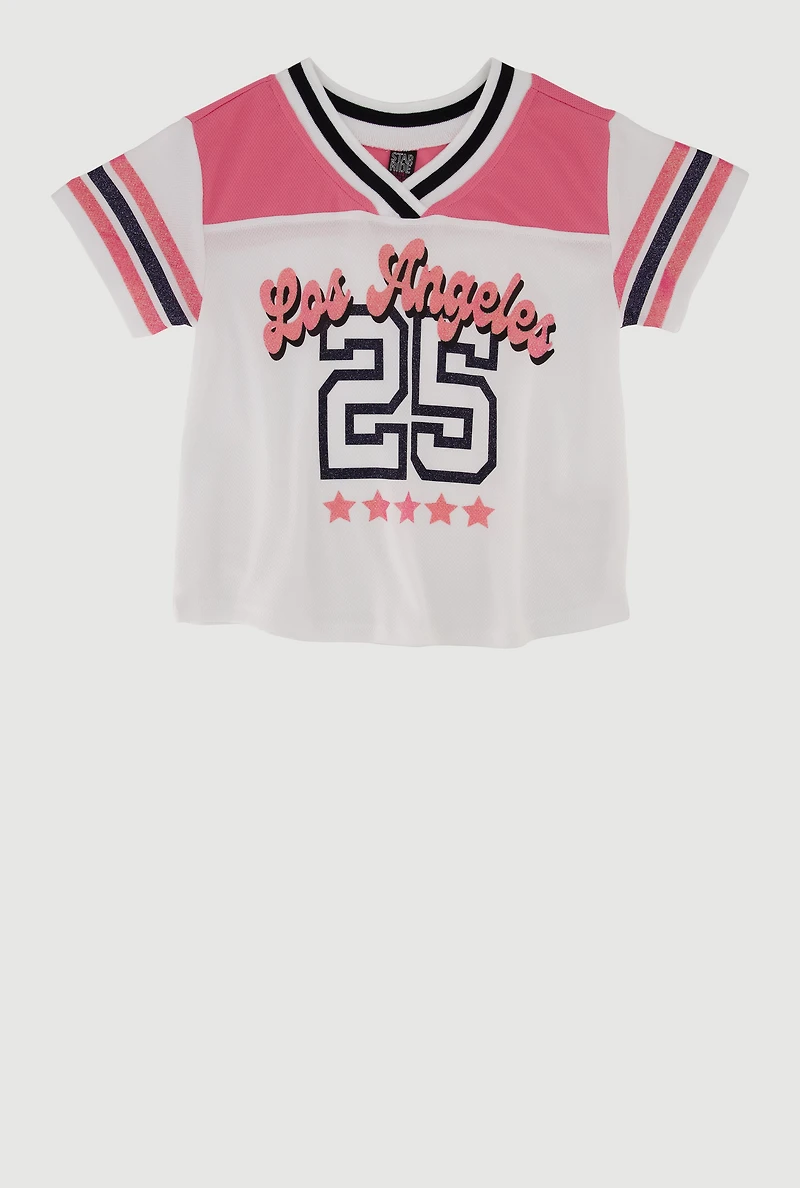 Girls Varsity Stripe Graphic Print Football Jersey, Multi, Size 14-16