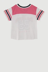 Girls Varsity Stripe Graphic Print Football Jersey, Multi, Size 7-8