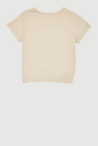 Girls Heart Cut Out Ribbed Knit T-Shirt,