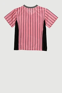 Girls City Graphic Pinstripe Football Jersey, Pink, Size 10-12
