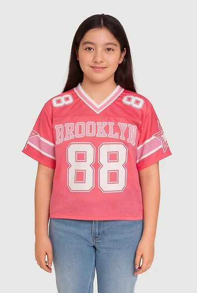 Girls Brooklyn 88 Football Jersey, Pink, Size 14-16
