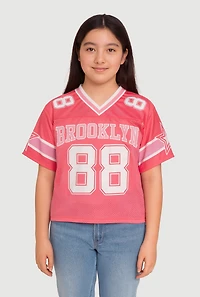 Girls Brooklyn 88 Football Jersey, Pink, Size 14-16