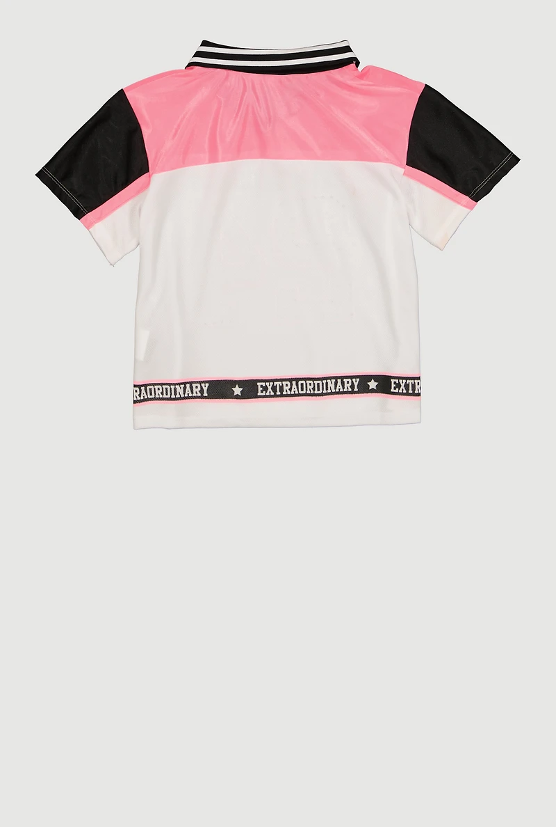 Girls Extraordinary 24 Jersey Mesh Polo Top