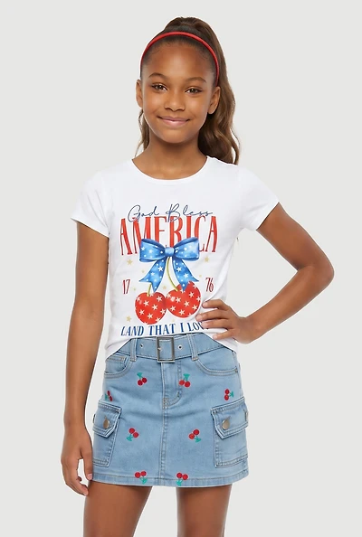 Girls God Bless America Graphic Tee