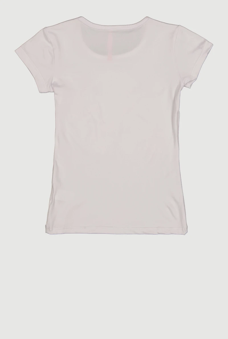 Girls American Flag Messy Bun Graphic Tee