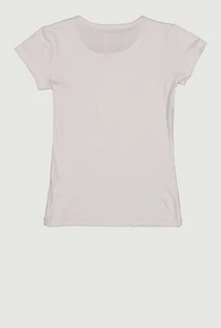 Girls American Flag Messy Bun Graphic Tee