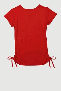 Girls Rhinestone Bow Graphic T-Shirt, Red, Size 14-16