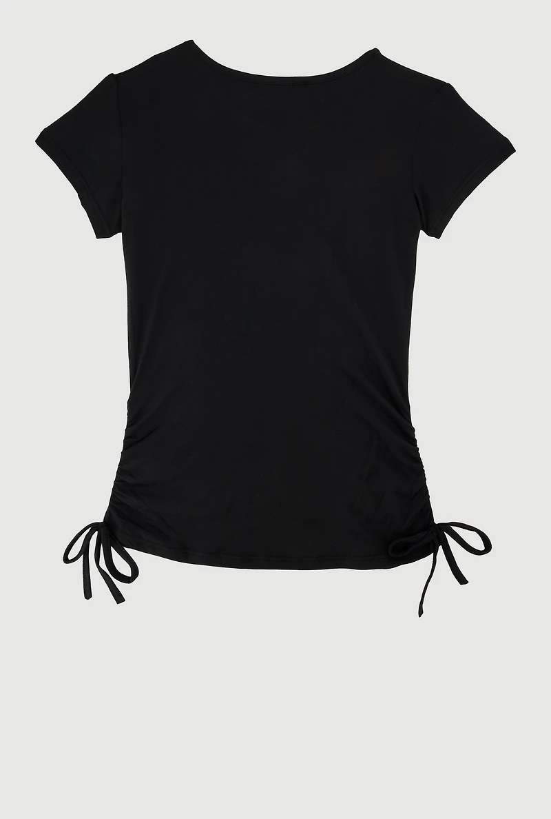 Girls Queen Life Graphic T-Shirt, Black, Size 10-12