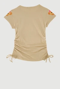 Girls Daddys Girl Graphic Print Tee, Beige, Size 10-12
