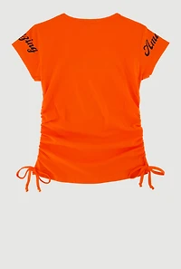 Girls Sequin Girls Can Do Amazing Things Graphic Tee, Orange, Size 7-8