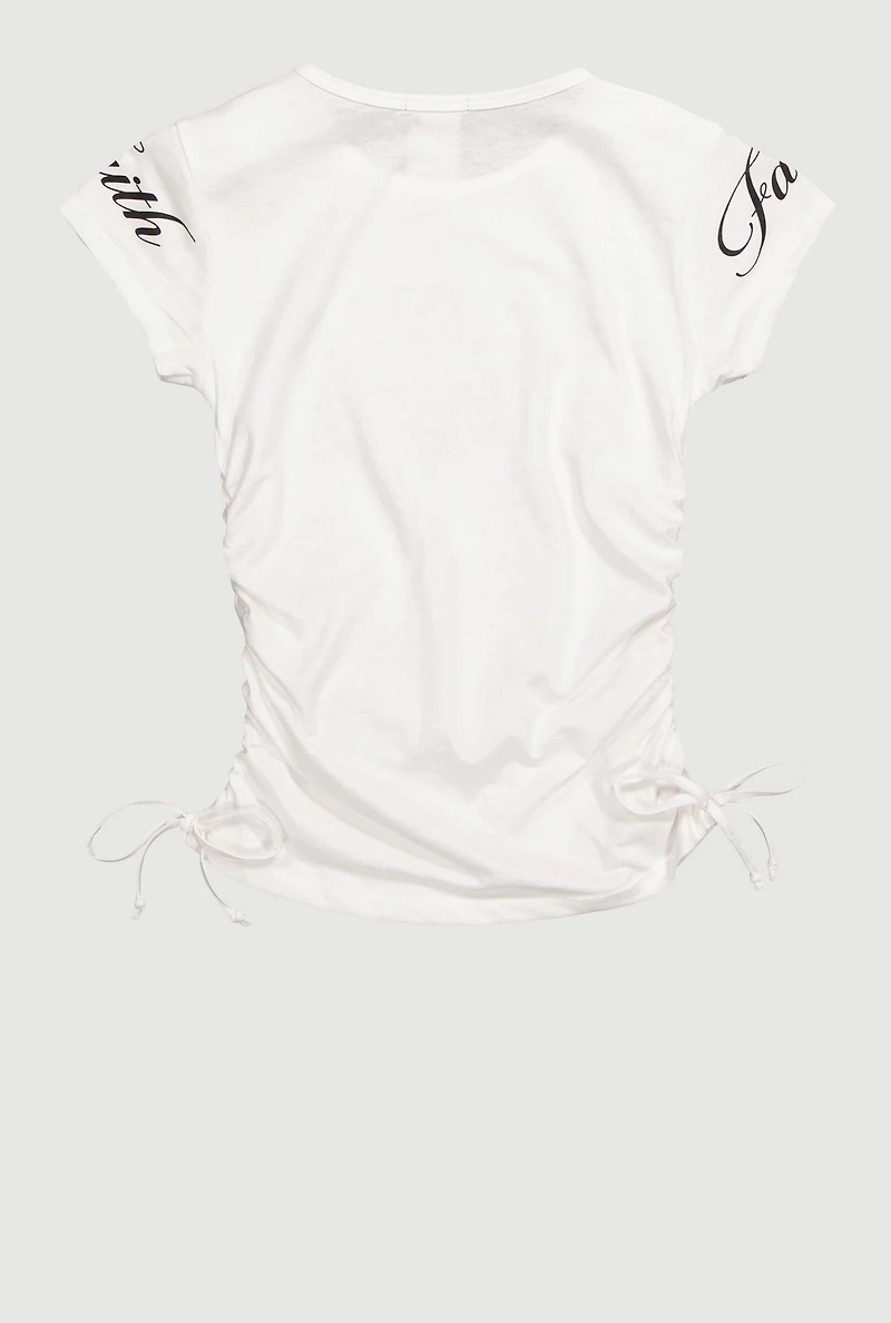 Girls Inhale Faith Exhale Fear Graphic T-Shirt, White, Size 10-12