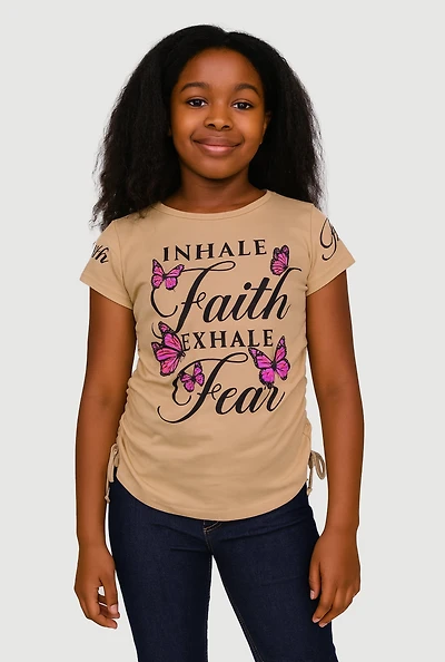 Girls Inhale Faith Exhale Fear Graphic T-Shirt, 7-8