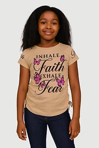 Girls Inhale Faith Exhale Fear Graphic T-Shirt, 7-8
