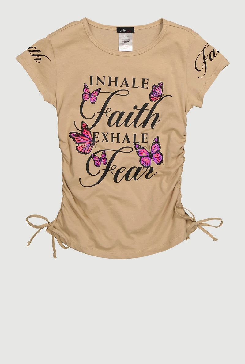 Girls Inhale Faith Exhale Fear Graphic T-Shirt, 7-8