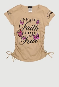 Girls Inhale Faith Exhale Fear Graphic T-Shirt,