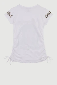Girls Choose To Be Grateful Graphic Print Crew Neck T-Shirt, White, Size 10-12