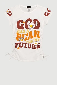 Girls God Has A Plan Graphic T-Shirt, White, Size 7-8