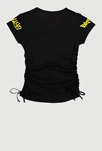 Girls Brooklyn NYC Bear Graphic Print T-Shirt, Black, Size 10-12