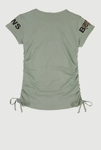 Girls I Like Big Bows Crew Neck Graphic T-Shirt, Green, Size 7-8