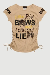 Girls I Like Big Bows Crew Neck Graphic T-Shirt,