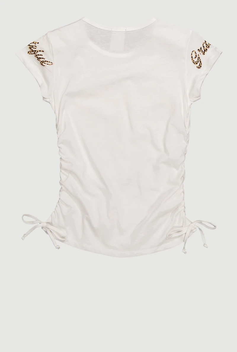 Girls Thankful and Grateful Graphic T-Shirt, White, Size 10-12