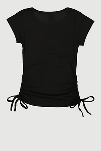 Girls Short Sleeve Tee with Bow Chain Necklace