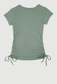 Girls God Is Good Rhinestone Ruched Top, Green, Size 10-12