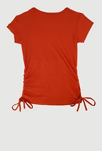 Girls God Is Good Rhinestone Ruched Top, Orange, Size 10-12