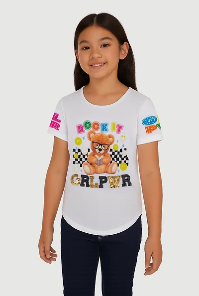 Girls Rock It Grl Pwr Sequin Graphic Tee