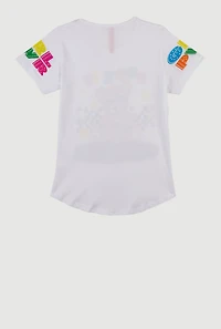 Girls Rock It Grl Pwr Sequin Graphic Tee, White, Size 10-12
