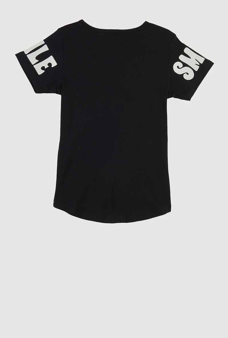 Girls Brighter Future Sequin Graphic T Shirt, Black, Size 7-8