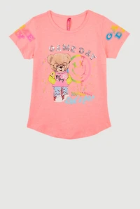 Girls Game Day Sequin Short Sleeve Graphic Tee, Pink,