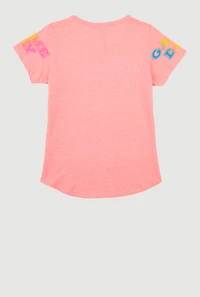 Girls Game Day Sequin Short Sleeve Graphic Tee, Pink,