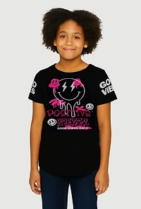Girls Sequin Positive Seeker Graphic Tee,
