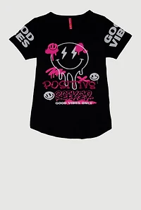 Girls Sequin Positive Seeker Graphic Tee,