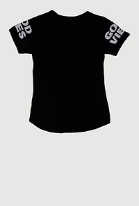 Girls Sequin Positive Seeker Graphic Tee, Black, Size 10-12