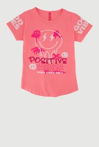 Girls Sequin Positive Seeker Graphic Tee