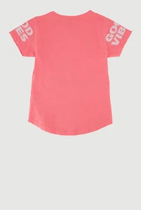 Girls Sequin Positive Seeker Graphic Tee, Pink, Size 7-8