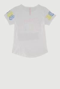 Girls Sequin The Real Boss Graphic Tee, White, Size 7-8