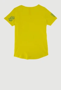 Girls Sequin The Real Boss Graphic Tee, Yellow,