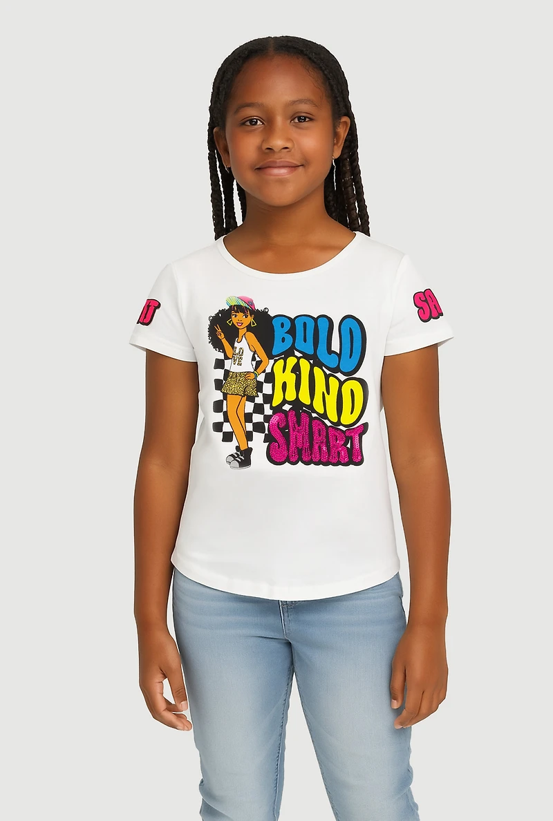 Girls Bold Kind Smart Graphic Print T-Shirt