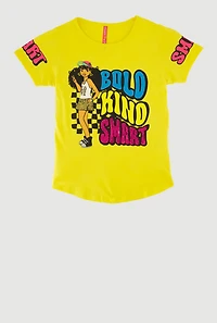 Girls Bold Kind Smart Graphic Print T-Shirt, Yellow, Size 10-12