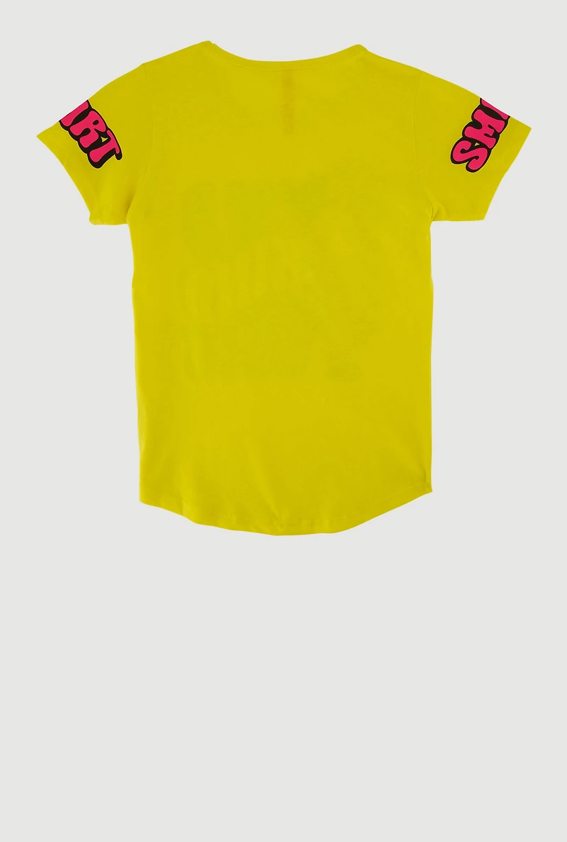 Girls Bold Kind Smart Graphic Print T-Shirt, Yellow, Size 7-8