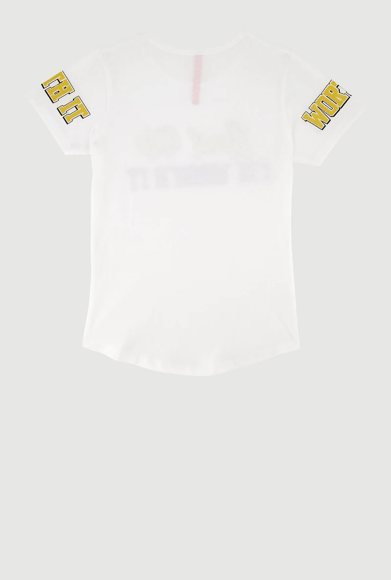 Girls Sequin Spoil Me Im Worth It Graphic Tee, White, Size 7-8