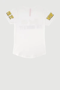 Girls Sequin Spoil Me Im Worth It Graphic Tee, White, Size 7-8