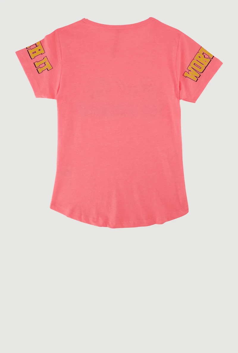 Girls Sequin Spoil Me Im Worth It Graphic Tee, Pink, Size 14-16