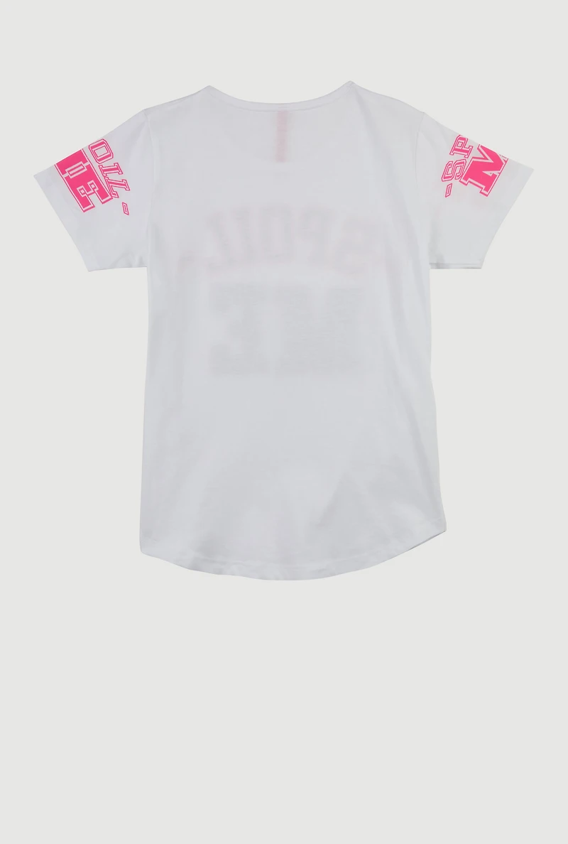 Girls Sequin Spoil Me Graphic Crew Neck T-Shirt