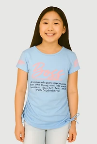 Girls Boss Definition Graphic Tee, Blue, Size 7-8
