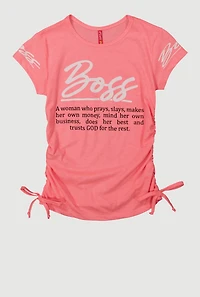 Girls Boss Definition Graphic Tee, Pink, Size 10-12